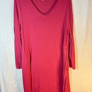 Terra & Sky Red V-Neck Long Sleeve Sundress